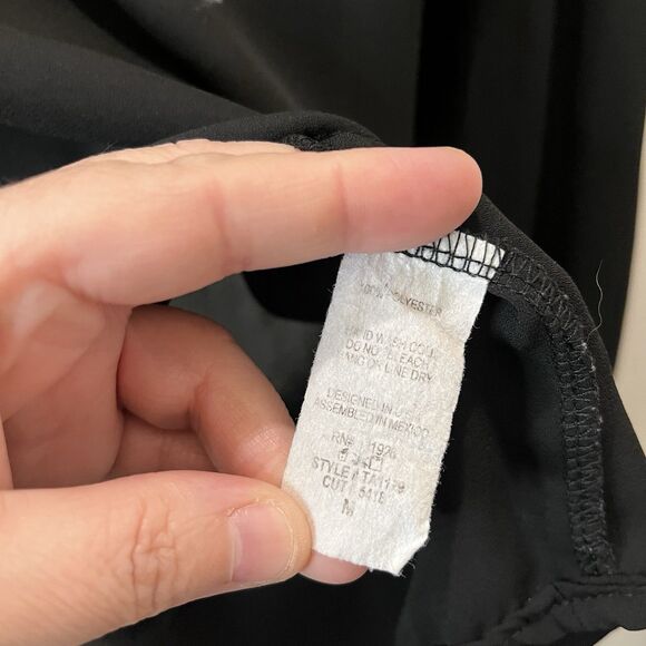 Tea N Rose Black Sheer Faux Back Button Long Sleeve Top Boho Womens Size M - Picture 5 of 8